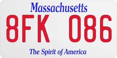 MA license plate 8FK086