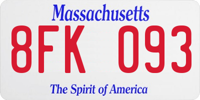 MA license plate 8FK093