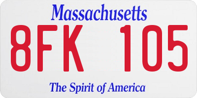 MA license plate 8FK105
