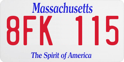 MA license plate 8FK115