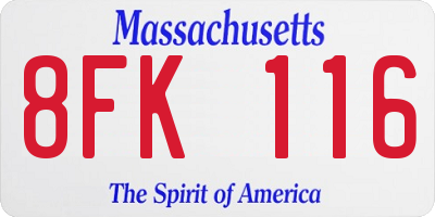 MA license plate 8FK116