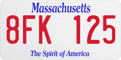 MA license plate 8FK125