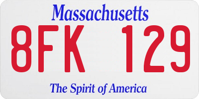 MA license plate 8FK129
