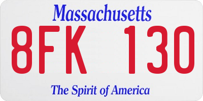 MA license plate 8FK130