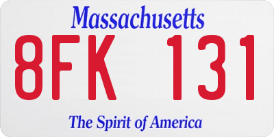 MA license plate 8FK131