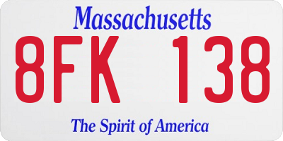 MA license plate 8FK138