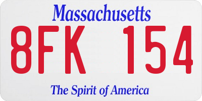 MA license plate 8FK154