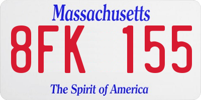 MA license plate 8FK155