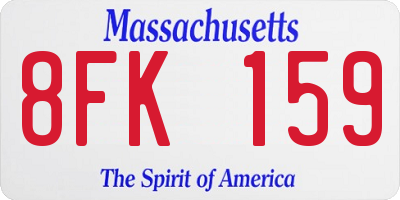 MA license plate 8FK159