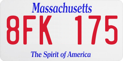MA license plate 8FK175