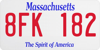 MA license plate 8FK182