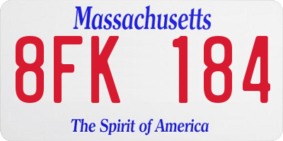 MA license plate 8FK184