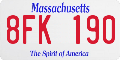 MA license plate 8FK190