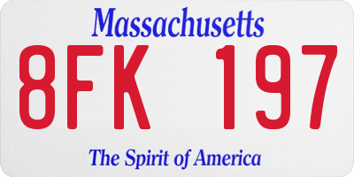 MA license plate 8FK197