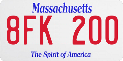 MA license plate 8FK200