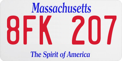 MA license plate 8FK207