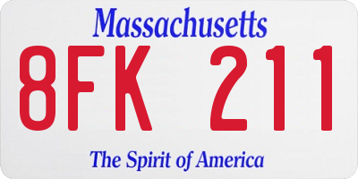MA license plate 8FK211