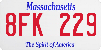 MA license plate 8FK229