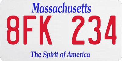 MA license plate 8FK234