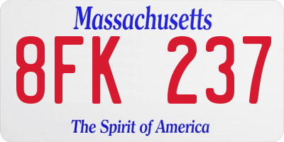 MA license plate 8FK237