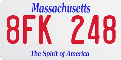 MA license plate 8FK248