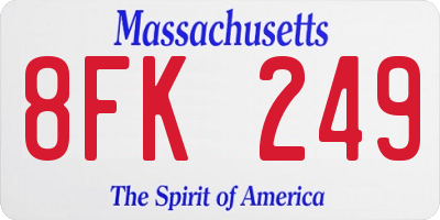 MA license plate 8FK249