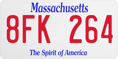 MA license plate 8FK264
