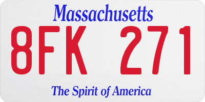 MA license plate 8FK271