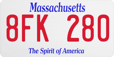 MA license plate 8FK280