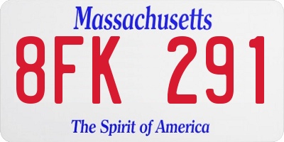 MA license plate 8FK291