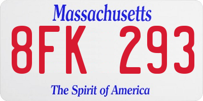 MA license plate 8FK293