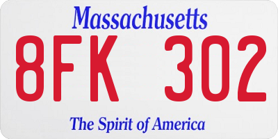 MA license plate 8FK302