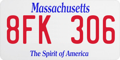 MA license plate 8FK306