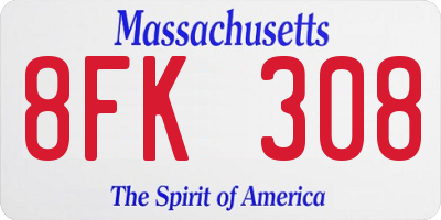 MA license plate 8FK308