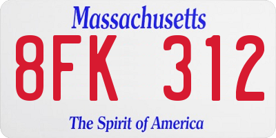 MA license plate 8FK312
