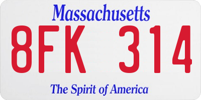 MA license plate 8FK314