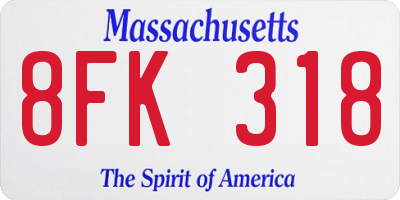 MA license plate 8FK318