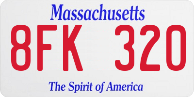 MA license plate 8FK320