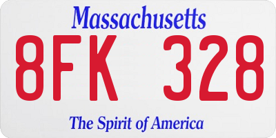 MA license plate 8FK328