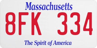 MA license plate 8FK334