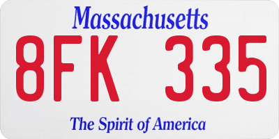 MA license plate 8FK335