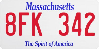 MA license plate 8FK342