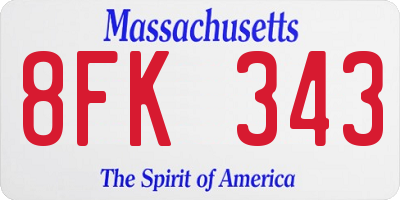 MA license plate 8FK343
