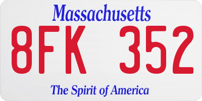MA license plate 8FK352
