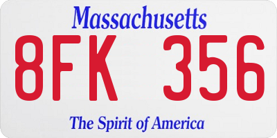 MA license plate 8FK356