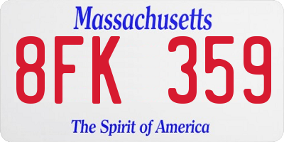 MA license plate 8FK359