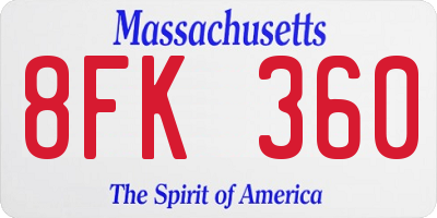 MA license plate 8FK360