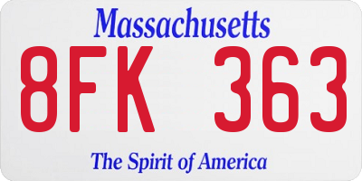 MA license plate 8FK363