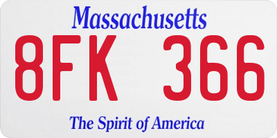 MA license plate 8FK366