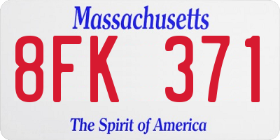 MA license plate 8FK371